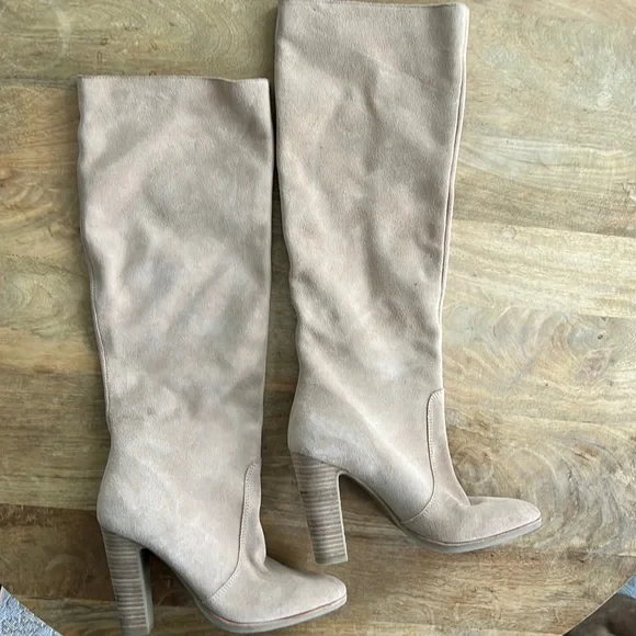 Anthropologie Dolce Vita Celine Blush Tan Suede Leather Boots Size 7 - Picture 5 of 11